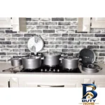 نمای کناری سرویس پخت و پز ۱۸ پارچه راکلند مدل تمیس پروفایل جعبه و مهرکاری