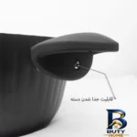 نمای جلو قابلمه عروس دلوین با روکش گرانیت و سوپاپ بخار طراحی و جزئیات کلیدی