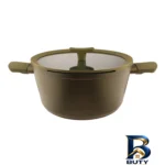 نمای جلو قابلمه گرانیت لیدوما با روکش دو رو و دسته سافت تاچ طراحی و جزئیات کلیدی