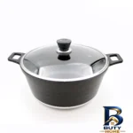 نمای جلو سرویس قابلمه و تابه گرانیتی ۱۶ پارچه نیولایف مدل AFRA-۶۳۱۶ اصل برچسب کیسه و وزن