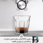 نمای کناری اسپرسوساز خانگی ۱۸۰۰ میلی لیتری سیج مدل Duo Temp Pro، با مصرف پودر قهوه، مناسب تهیه اسپرسو، کافه لاته، کاپوچینو، ا