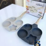 نمای جلو تابه گرانیتی قلب و ستاره با قابلیت نچسب طراحی و جزئیات کلیدی