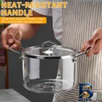 نمای جلو قابلمه پیرکس شعله مستقیم با کیفیت بالا طراحی و جزئیات کلیدی