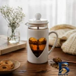 نمای جلو فرنچ پرس مدل قلبی با گنجایش 350 میلی لیتر طراحی و جزئیات کلیدی