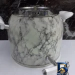 نمای جلو ست کتری و قوری نزاز مدل قالب ترک با طرح سنگ طراحی و جزئیات کلیدی