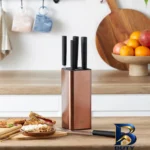 نمای جلو سرویس چاقو آشپزخانه ۶ پارچه کاراجا مدل Copper Grammy طراحی و جزئیات کلیدی