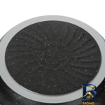نمای جلو قابلمه گرانیتی اِویز با در شیشه ای و دو دسته طراحی و جزئیات کلیدی