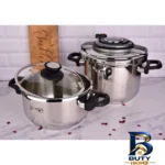 نمای جلو زودپز دوقلو ام جی اس با ظرفیت 6 و طراحی و جزئیات کلیدی