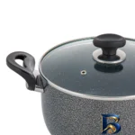 نمای جلو تابه عروس پارمیس با روکش تفلون و سوپاپ بخار طراحی و جزئیات کلیدی
