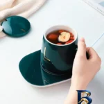 نمای جزئیات ماگ حرارتی لاکی مدل Temperature با صفحه گرم کن برقی پرداخت و جزئیات مواد