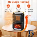 نمای جلو هیتر رومیزی طرح مدل 2112-FAN HEATER چیدمان صفحه و نشانگرها