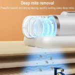 نمای جلو جارو شارژی تخت خواب MDHL مدل UV با مکش قوی و نور چیدمان صفحه و نشانگرها
