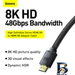 نمای جلو کابل HDMI باسئوس مدل CAKGQ-L۰۱ طول ۳ متر اصل طراحی و جزئیات کلیدی