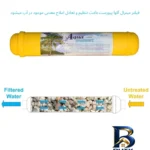 نمای جلو فیلتر دستگاه تصفیه آب آکوا پیورست مدل CZ 9060 RO NEW مجموعه ۸ عددی به همراه ممبران طراحی و جزئیات کلیدی