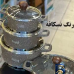 نمای جلو سرویس قابلمه و تابه آلومینیوم گرانیت ۸ پارچه رودینا کد ۰۸ طراحی و جزئیات کلیدی