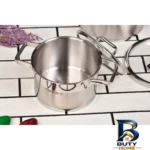 نمای جلو سرویس قابلمه و تابه استیل ۸ پارچه کروپ ست کد 5007 طراحی و جزئیات کلیدی