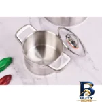 نمای جلو سرویس قابلمه و تابه استیل ۸ پارچه کروپ ست کد 5001 طراحی و جزئیات کلیدی