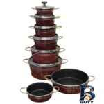 نمای جلو سرویس قابلمه و تابه ۱۴ پارچه مدل 1372 طراحی و جزئیات کلیدی