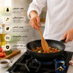 نمای جلو سرویس کفگیر و ملاقه چوبی ۳ پارچه مدل AUG۰۴ اصل طراحی و جزئیات کلیدی