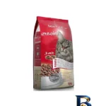 نمای بسته بندی غذای خشک گربه بالغ بوی کت مدل Mix Sterilised با طعم مرغ و بوقلمون ماهی وزن 5 کیلوگرم برچسب و بسته بندی