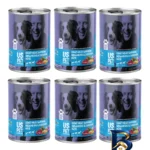 نمای بسته بندی کنسرو غذای سگ یو اس پت مدل پریمیوم پته طعم گوشت بز و کدو سبز بسته 6 عددی برچسب و بسته بندی