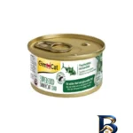 نمای بسته بندی کنسرو غذای گربه بالغ جیم کت مدل Superfood طعم ماهی تن و کدو وزن 70 گرم بسته 6 عددی برچسب و بسته بندی