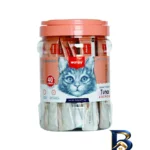 نمای بسته بندی بستنی گربه ونپی مدل Creamy Treat Pack طعم ماهی تن و سالمون وزن 14 گرم بسته ۴۰ عددی برچسب و بسته بندی