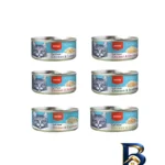 نمای بسته بندی کنسرو غذای گربه بالغ ونپی مدل Cat Food Mix طعم میکس وزن ۹۵ گرم بسته ۶ عددی برچسب و بسته بندی