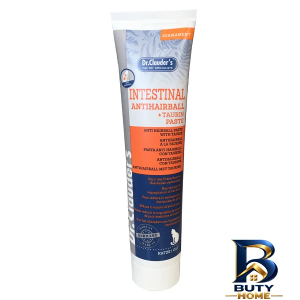 نمای بسته بندی خمیر مالت گربه دکتر کلادرز مدل Anti Hairball +Taurin وزن 100 گرم برچسب و بسته بندی