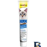 نمای بسته بندی خمیر مولتی ویتامین جیم کت مدل Duo Paste ماهی تن وزن ۵۰ گرم برچسب و بسته بندی