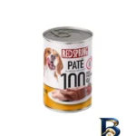 نمای بسته بندی کنسرو غذای سگ بالغ رداسپرینگ مدل Dog Chicken Liver Pate طعم مرغ و جگر وزن ۴۰۰ گرم بسته ۶ عددی برچسب و بسته بند