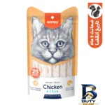 نمای بسته بندی بستنی گربه ونپی مدل Creamy Treat طعم مرغ و خرچنگ وزن ۳۵۰ گرم برچسب و بسته بندی