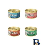 نمای بسته بندی کنسرو غذای گربه بالغ مونژه مدل Simba Cat Mousse طعم میکس وزن 85 گرم بسته 4 عددی برچسب و بسته بندی