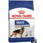 نمای بسته بندی غذا خشک سگ رویال کنین مدل maxi adult با وزن 10 کیلوگرم مهر کیسه و مواد