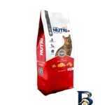 نمای جزئیات غذای خشک گربه نوتری پلاس مدل بالغ با طعم ماهی و سبزیجات وزن 10 کیلوگرم پرداخت و جزئیات مواد