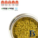 نمای بسته بندی غذای خشک گربه فرافود پلاس مدل بالغ طعم مرغ و برنج 10 کیلوگرم مهر کیسه و مواد