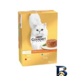 نمای جزئیات کنسرو غذای گربه بالغ گورمت مدل Gold Savoury Cake Pack با طعم مرغ و ماهی گوشت گاو بسته ۱۲ عددی پرداخت و جزئیات موا