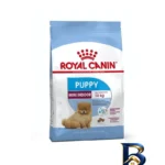 نمای بسته بندی غذای خشک سگ رویال کنین مدل MINI INDOOR PUPPY وزن ۱.۵ کیلوگرم برچسب و بسته بندی