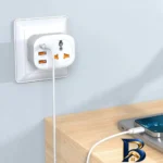 نمای جزئیات تبدیل دیواری و شارژر ارلدام مدل ۴IN۱ POWER SOCKET اصل نمای نزدیک بافت پرز