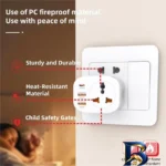 نمای در اتاق تبدیل دیواری و شارژر ارلدام مدل ۴IN۱ POWER SOCKET اصل سبک اتاق و مقیاس
