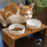 نمای جلو ظرف آب و غذای حیوانات Chiti مدل سرامیک ضدآب مقاوم طراحی و جزئیات کلیدی