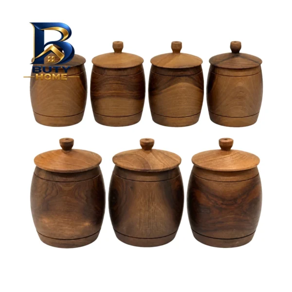 بانکه چوب گردو طرح خمره ای مجموعه ۷ عددی