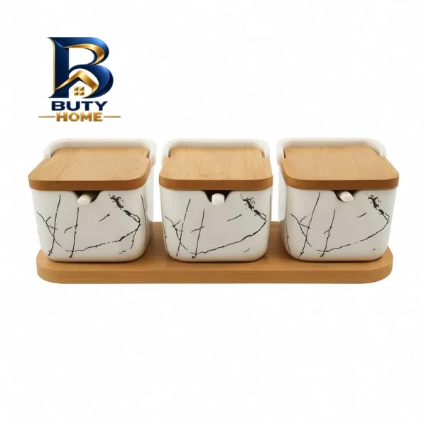 جای ادویه ۳ پارچه مدل مرمر با استند