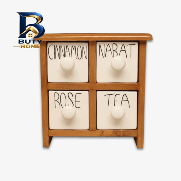 جا ادویه ۴ پارچه مدل چوبی و سرامیکی کد Text۰۴ اصل