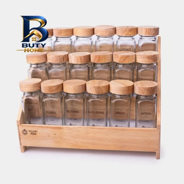 سرویس جای ادویه ۱۸ پارچه گلدن استار DH۷۴ به همراه استند اصل