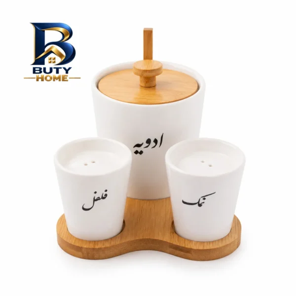 نمکدان و فلفل پاش شکرریز ووکا مدل مهگل مجموعه ۳ عددی