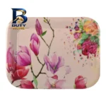 سینی بدون دسته مدل 7770 با گل بنفش سایز 20×26 سانتی متر