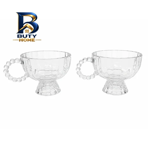 بستنی خوری پایه دار مدل دسته مرواریدی مجموعه 2 عددی