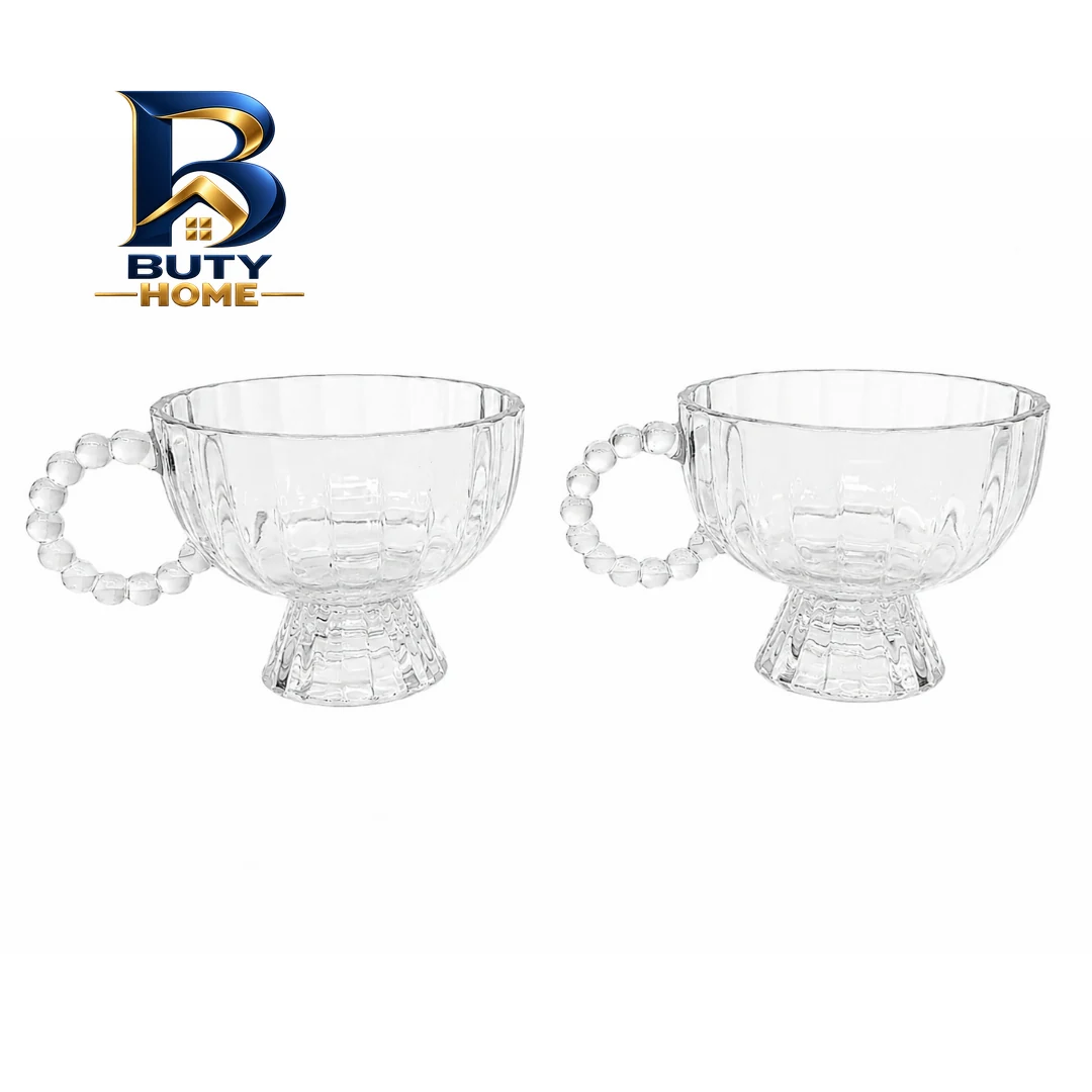 بستنی خوری پایه دار مدل دسته مرواریدی مجموعه 2 عددی