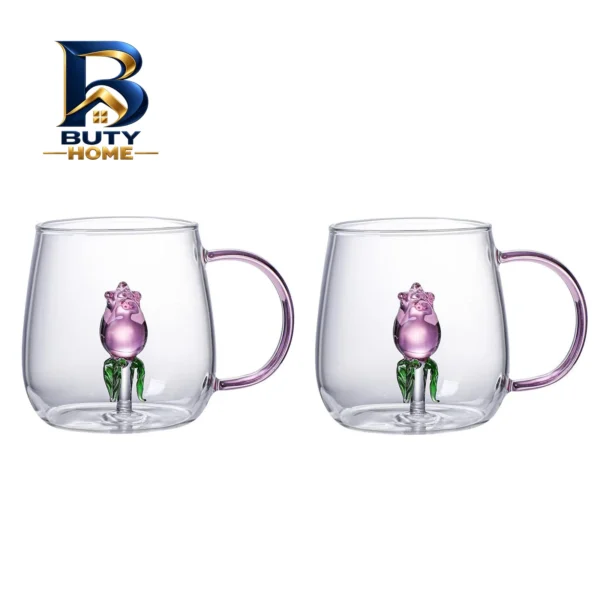 لیوان مدل گلدار بروسیلیکات کد 1369n 2666 بسته دو عددی